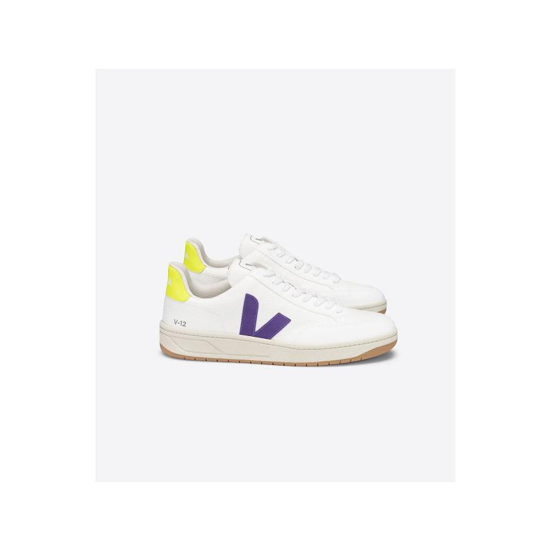 Zapatillas Veja Mujer Madrid - V-12 Tenis Blancas Moradas ES4483839